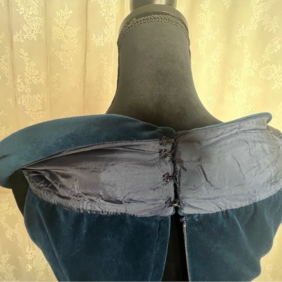 *Rare* Deep Blue Velvet Off the Shoulder Cocktail Dress by AntonyPrice UK8 - Picture 8 of 15